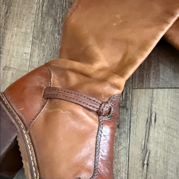 Vintage Tan Leather Heeled Boots Size 7.5 M - Picture 5 of 8